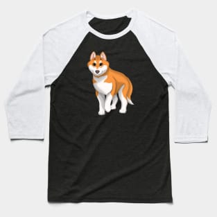 Red and White Siberian Husky Dog Brown Eyes Baseball T-Shirt